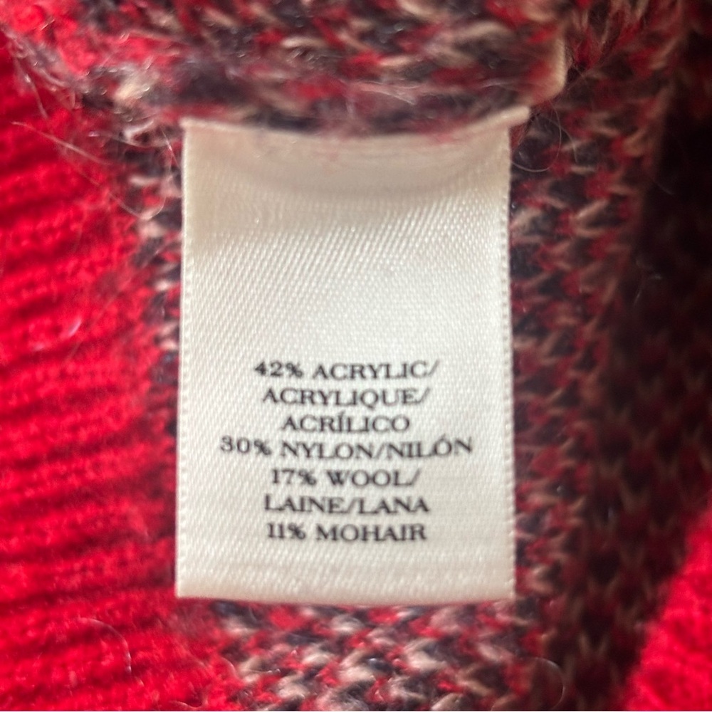Ann Taylor Red/Black/Camel Plaid Wool Blend Sweater, Size Small - Picture 13 of 13